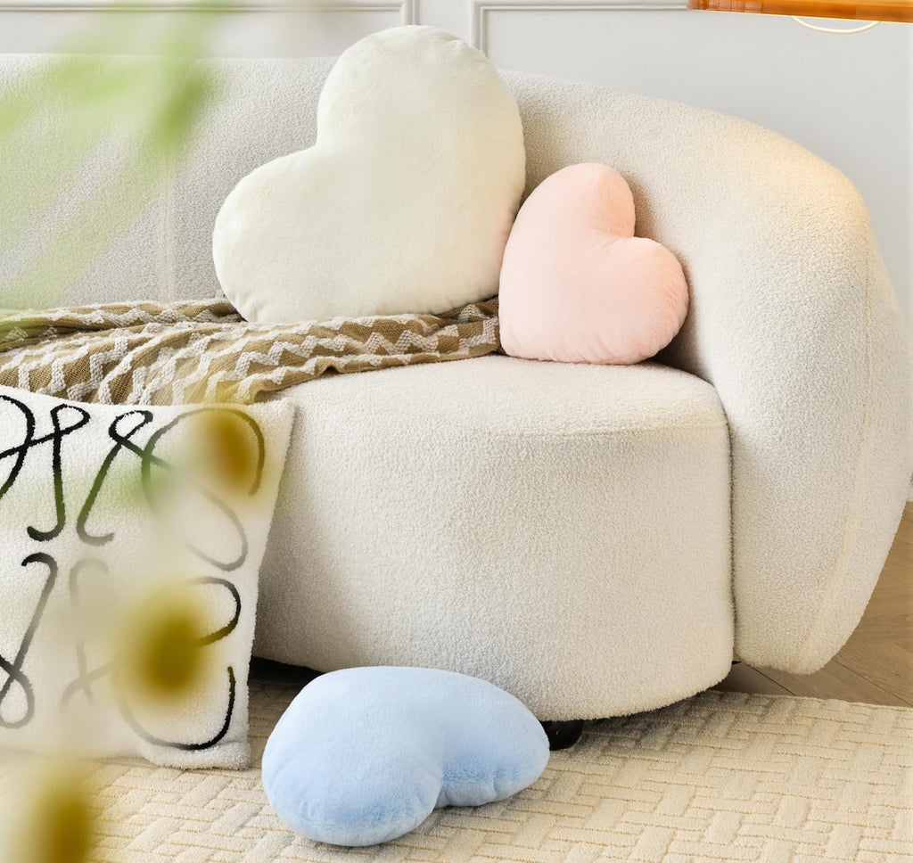 Bright Living - Heart Pillow Cute Fuzzy Pillows Throw Pillows for Bed Livingroom Home Decor Cushion Decorative Aesthetic Preppy Pillows White,Large 19''x15''