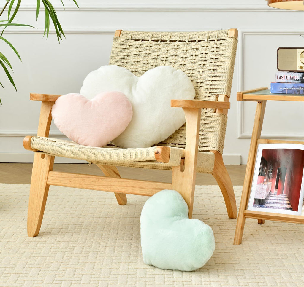 Bright Living - Heart Pillow Cute Fuzzy Pillows Throw Pillows for Bed Livingroom Home Decor Cushion Decorative Aesthetic Preppy Pillows White,Large 19''x15''