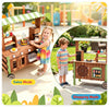 inQ Boutique - Toddler Wooden Play Food Truck Cart on Wheels, All-in-One Grocery Stand with Storage Cabinet Box, Realistic Kitchen Pretend Play Set for Social Skill & Fine Motor Development Ages 3+