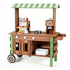 inQ Boutique - Toddler Wooden Play Food Truck Cart on Wheels, All-in-One Grocery Stand with Storage Cabinet Box, Realistic Kitchen Pretend Play Set for Social Skill & Fine Motor Development Ages 3+