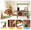 inQ Boutique - Toddler Wooden Play Food Truck Cart on Wheels, All-in-One Grocery Stand with Storage Cabinet Box, Realistic Kitchen Pretend Play Set for Social Skill & Fine Motor Development Ages 3+