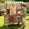 inQ Boutique - Toddler Wooden Play Food Truck Cart on Wheels, All-in-One Grocery Stand with Storage Cabinet Box, Realistic Kitchen Pretend Play Set for Social Skill & Fine Motor Development Ages 3+