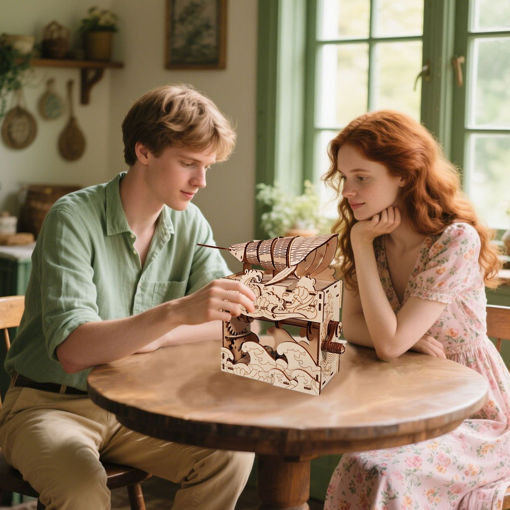 Music Park - 3d wooden puzzle Hand Whale music box Handmade Assembly Model kit Holidays birthdays Christmas gifts