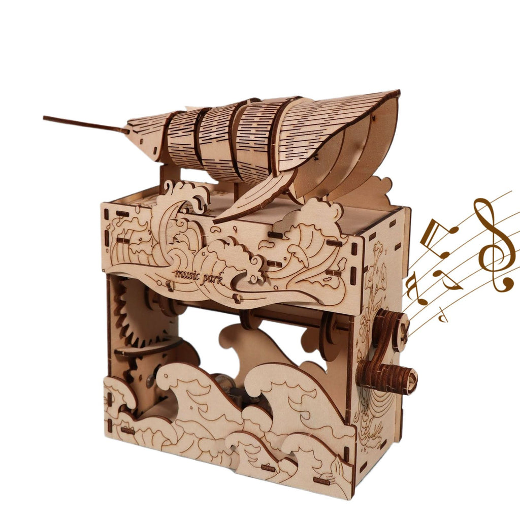 Music Park - 3d wooden puzzle Hand Whale music box Handmade Assembly Model kit Holidays birthdays Christmas gifts