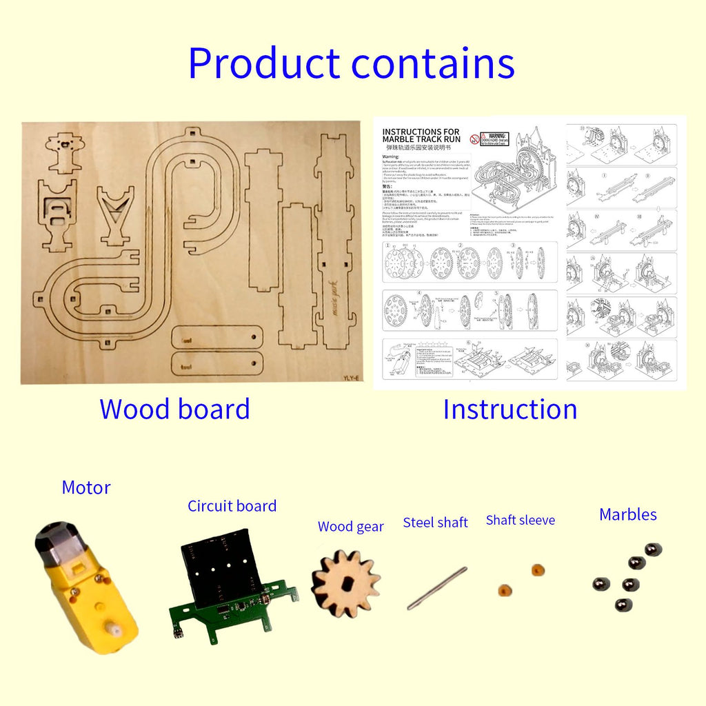 Music Park - Electric Marble Run Mechanical Building Model Kit 3D Wooden Puzzle  track with lights Brain Teaser Puzzle DIY handmade Christmas Gift