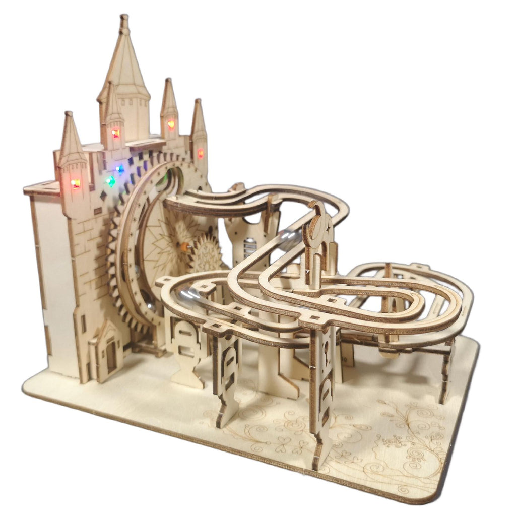 Music Park - Electric Marble Run Mechanical Building Model Kit 3D Wooden Puzzle  track with lights Brain Teaser Puzzle DIY handmade Christmas Gift