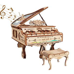 Music Park - 3d Wooden Puzzle Piano Can be played Handmade Assembly Model kit DIY Crafts Holidays birthdays Christmas Gifts