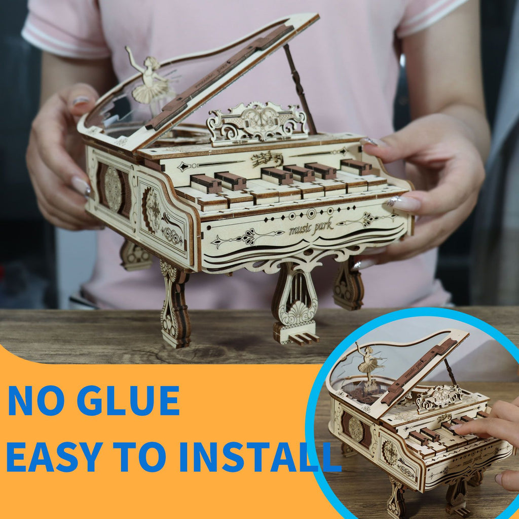 Music Park - 3d Wooden Puzzle Piano Can be played Handmade Assembly Model kit DIY Crafts Holidays birthdays Christmas Gifts