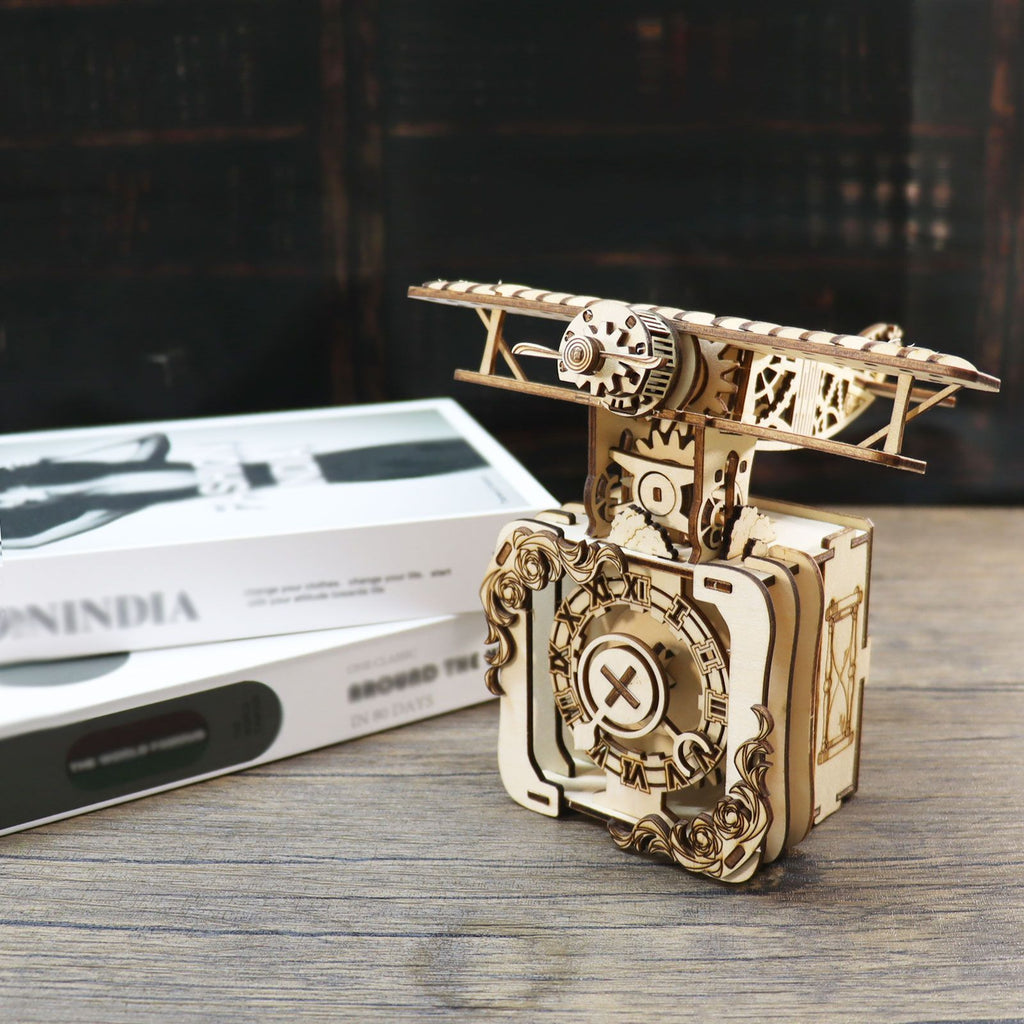Music Park - 3d Wooden Puzzle Punk Airplane Music Box You Are My Sunshine Handmade Assembly Model Kit Holidays Brthdays Christmas Gifts