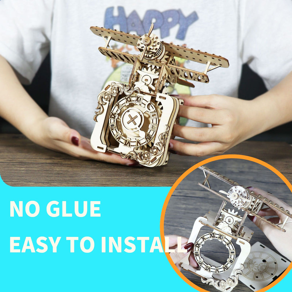 Music Park - 3d Wooden Puzzle Punk Airplane Music Box You Are My Sunshine Handmade Assembly Model Kit Holidays Brthdays Christmas Gifts