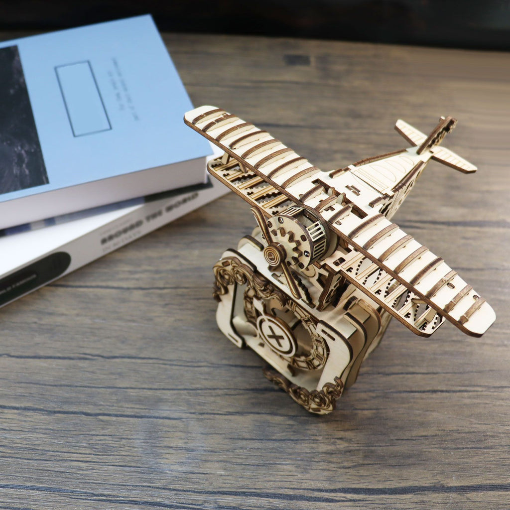 Music Park - 3d Wooden Puzzle Punk Airplane Music Box You Are My Sunshine Handmade Assembly Model Kit Holidays Brthdays Christmas Gifts