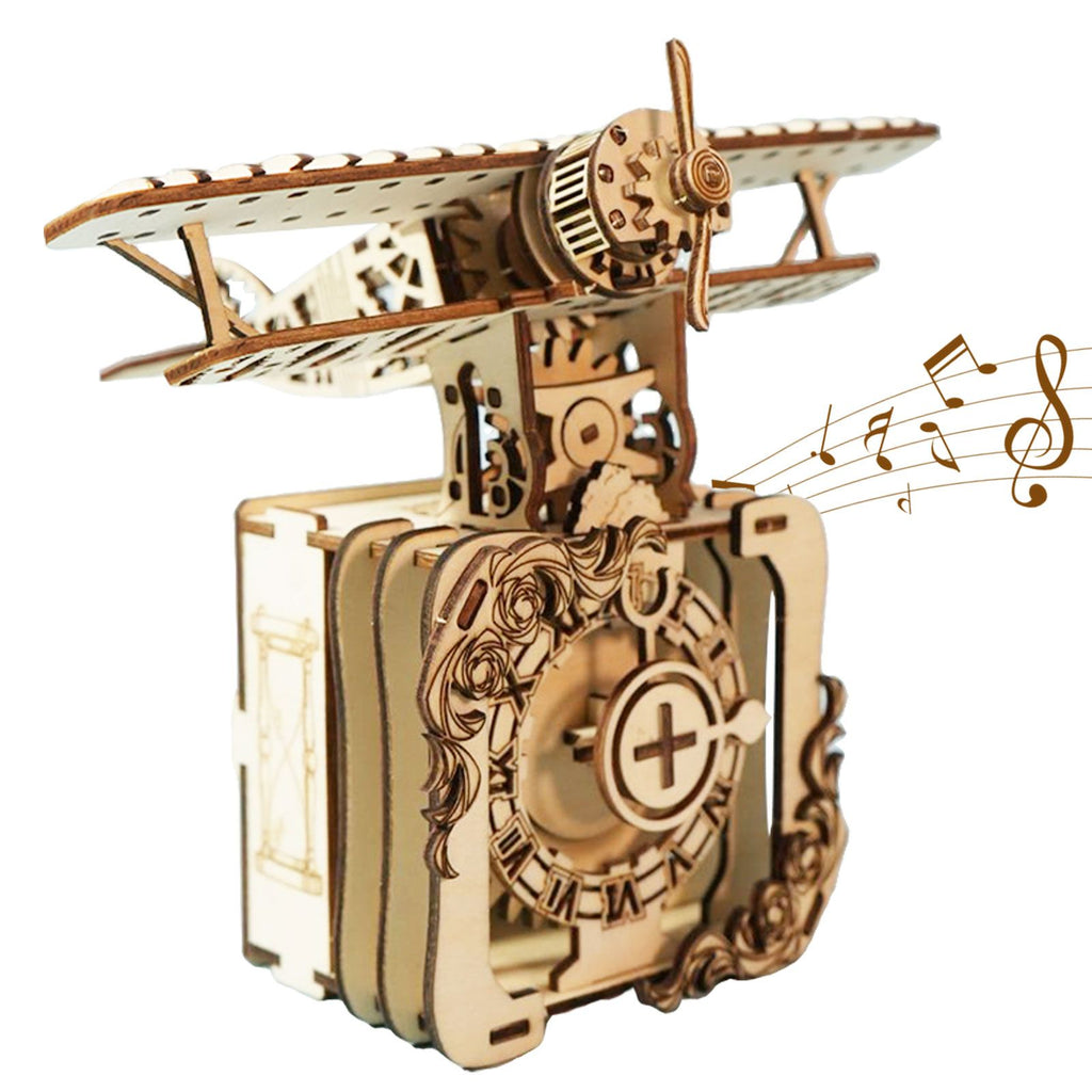 Music Park - 3d Wooden Puzzle Punk Airplane Music Box You Are My Sunshine Handmade Assembly Model Kit Holidays Brthdays Christmas Gifts