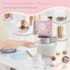 inQ Boutique - Pink Kids Coffee Kitchen Playset with Microwave Oven Stove for 3+ Years Old