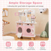 inQ Boutique - Pink Kids Coffee Kitchen Playset with Microwave Oven Stove for 3+ Years Old