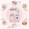 inQ Boutique - Pink Kids Coffee Kitchen Playset with Microwave Oven Stove for 3+ Years Old
