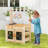 inQ Boutique - Kids Outdoor Mud Kitchen Playset, Realistic Stoves/Sink with Utensils & Chalkboard for Creative Play