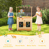 inQ Boutique - Kids Outdoor Mud Kitchen Playset, Realistic Stoves/Sink with Utensils & Chalkboard for Creative Play