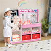 inQ Boutique - Pink Wooden Doctor Office Playset with X-ray ECG Monitor Sink Height Measurer for Toddlers 3-6