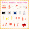 inQ Boutique - Pink Wooden Doctor Office Playset with X-ray ECG Monitor Sink Height Measurer for Toddlers 3-6