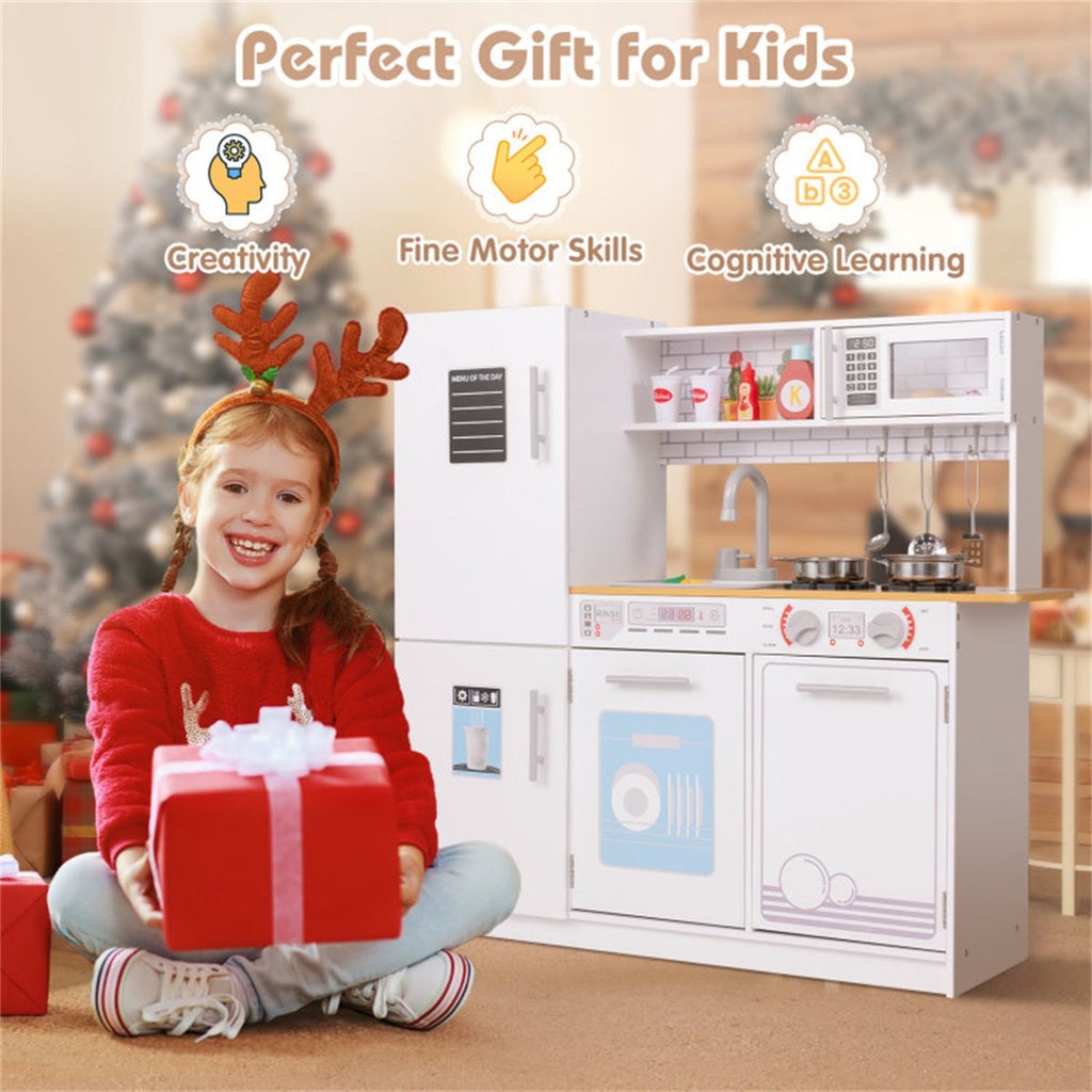 inQ Boutique - Kids Pretend Play Kitchen Set Certified Realistic Sound with Storage & Accessories