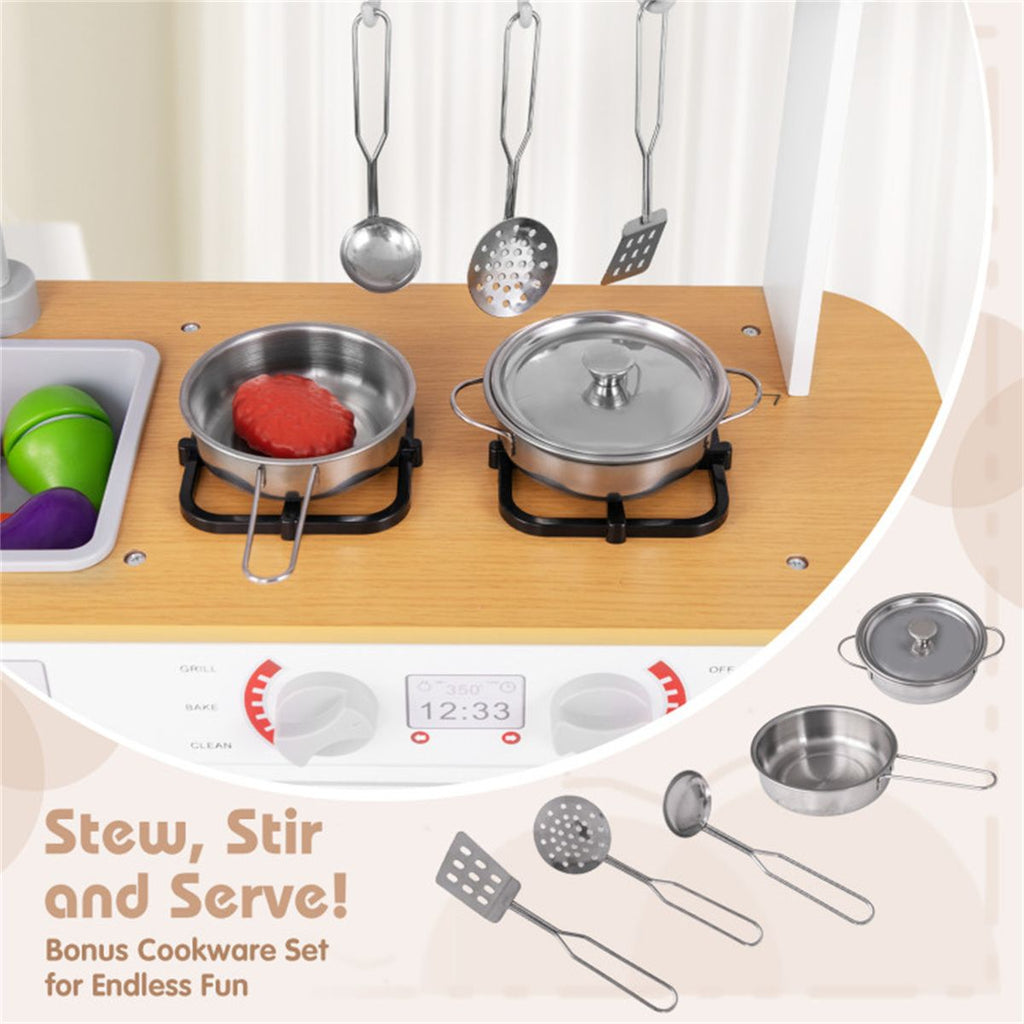 inQ Boutique - Kids Pretend Play Kitchen Set Certified Realistic Sound with Storage & Accessories