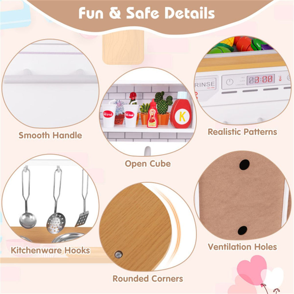 inQ Boutique - Kids Pretend Play Kitchen Set Certified Realistic Sound with Storage & Accessories