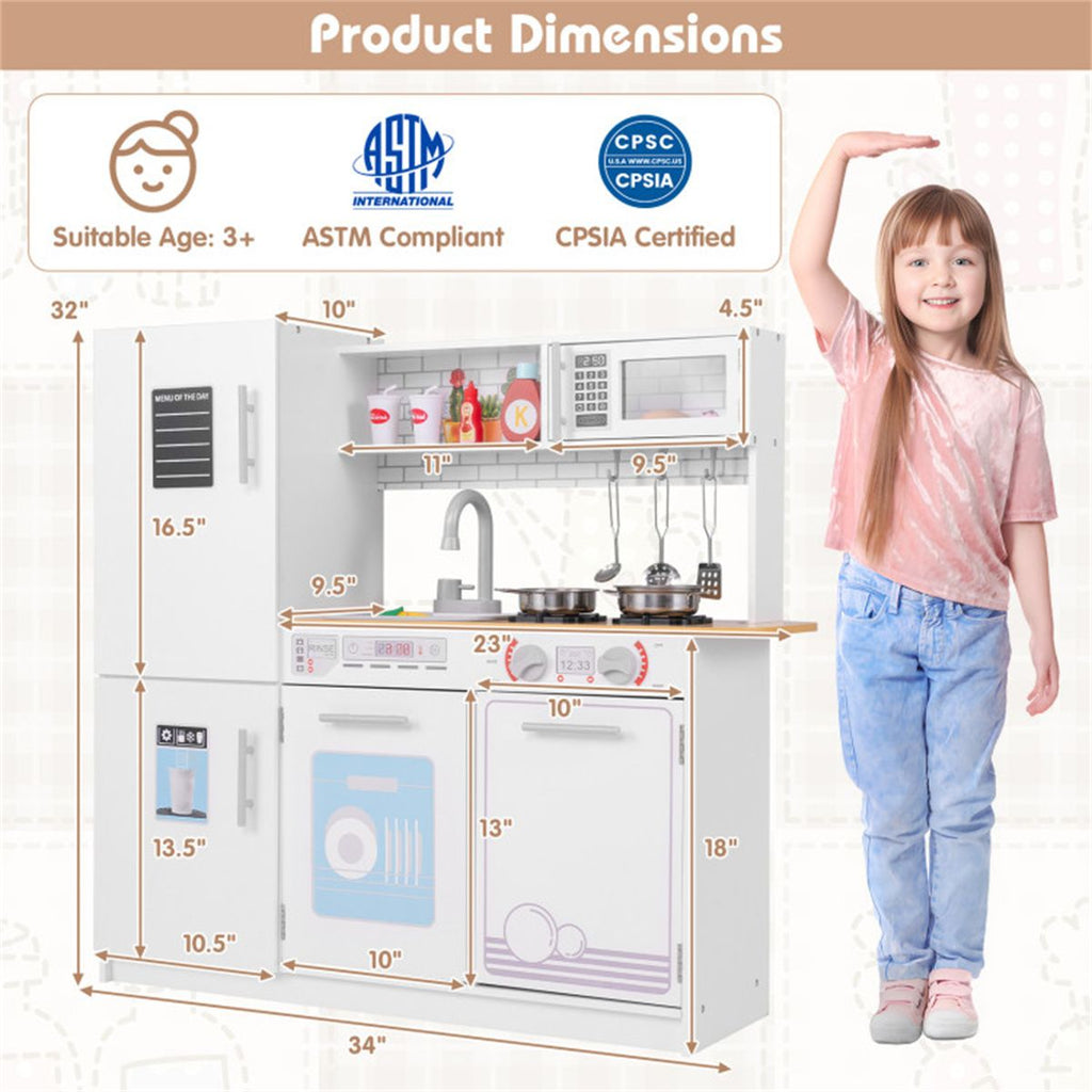 inQ Boutique - Kids Pretend Play Kitchen Set Certified Realistic Sound with Storage & Accessories