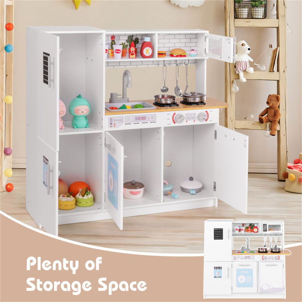 inQ Boutique - Kids Pretend Play Kitchen Set Certified Realistic Sound with Storage & Accessories