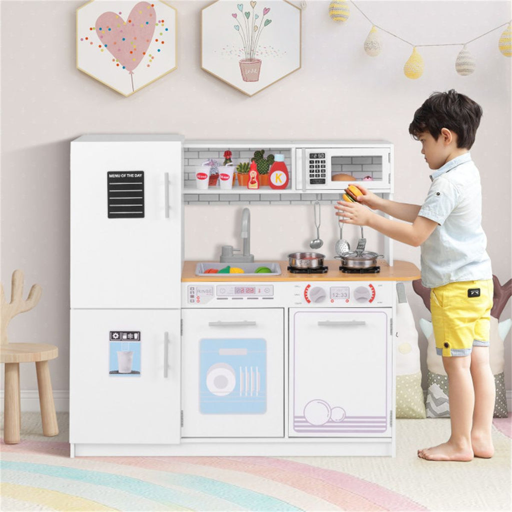 inQ Boutique - Kids Pretend Play Kitchen Set Certified Realistic Sound with Storage & Accessories