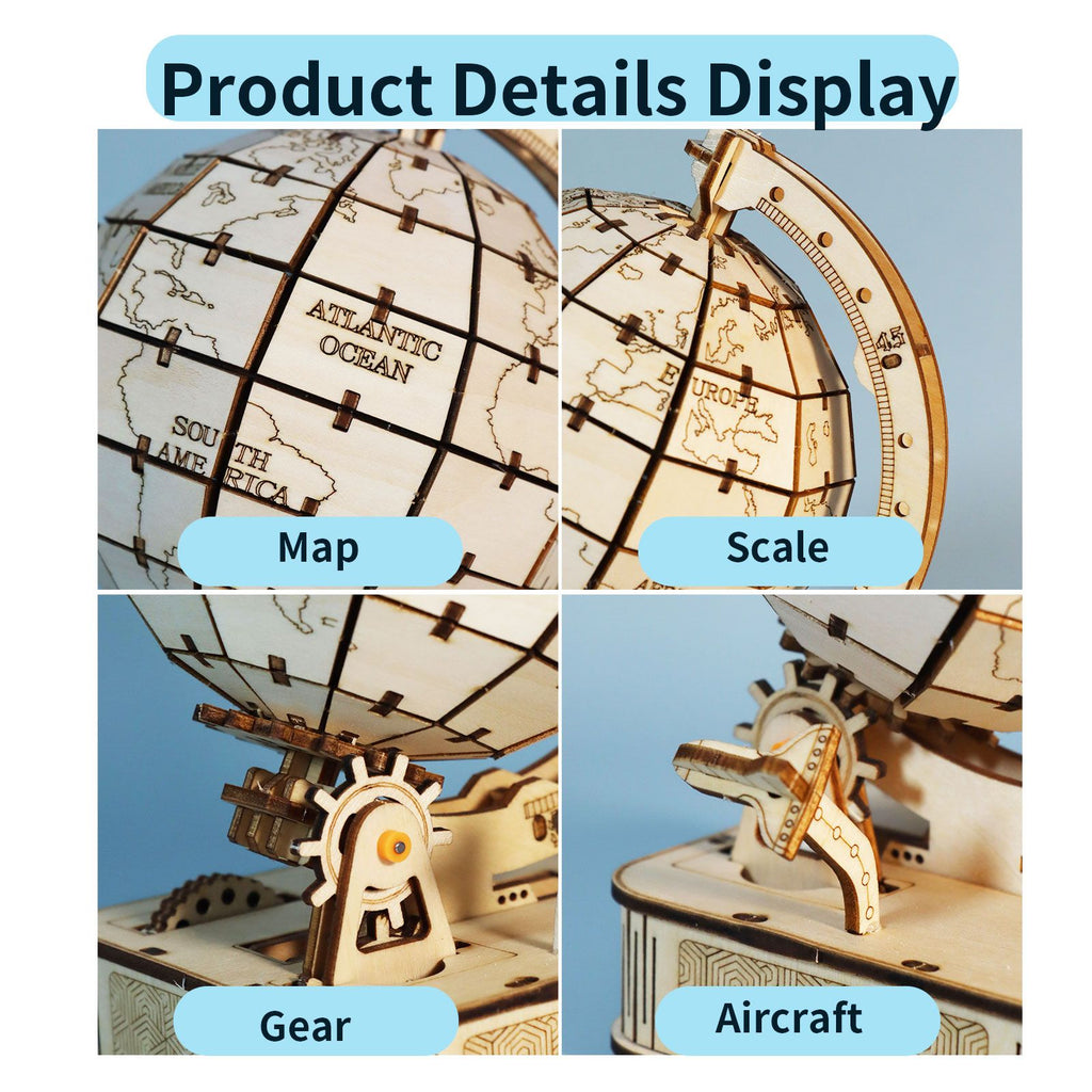 Music Park - 3D Wooden Puzzle Globe. Model kits DIY Crafts Handmade Christmas Gifts