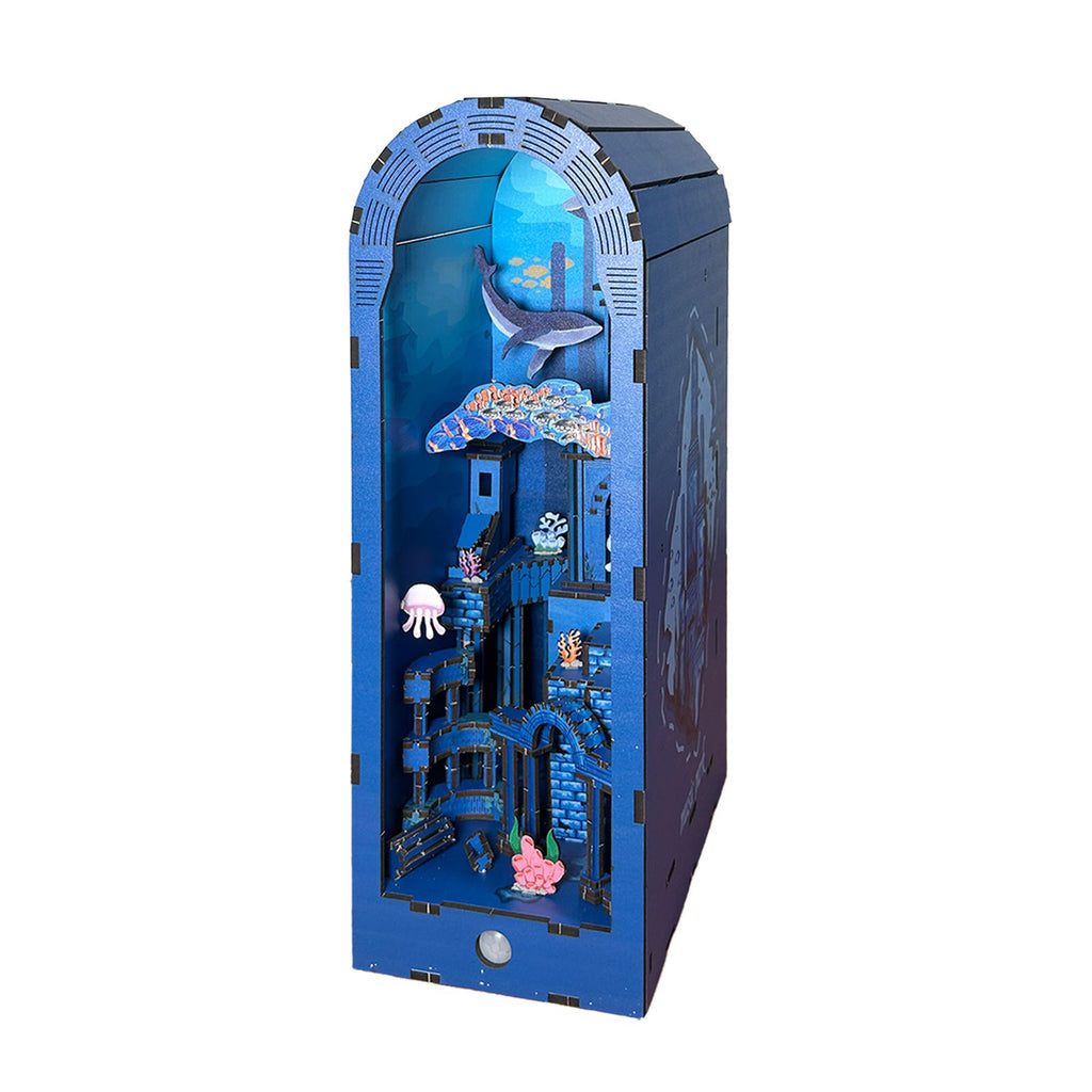 Music Park - 3d wooden puzzle for adults Atlantis book nook with lights model kit dollhouse DIY miniature house Birthday and Christmas gifts