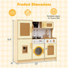 inQ Boutique - Kids Wooden Kitchen Playset 3+ with Fridge Sink Washing Machine with Realistic Light Sound Rattan Doors - Yellow