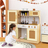 inQ Boutique - Kids Wooden Kitchen Playset 3+ with Fridge Sink Washing Machine with Realistic Light Sound Rattan Doors - Yellow