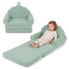 inQ Boutique - 2-in-1 Flip Open Kids Sofa Lounger, Teddy Fleece Toddler Couch with Carry Handle for Ages 3+ (Green)