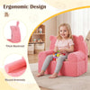 inQ Boutique - Bear-Shaped Kids Sofa, Teddy Fleece Foam Chair for Toddlers 3+, Portable Bear-Shaped Couch (Pink)