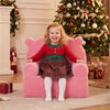 inQ Boutique - Bear-Shaped Kids Sofa, Teddy Fleece Foam Chair for Toddlers 3+, Portable Bear-Shaped Couch (Pink)