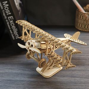 Music Park - 3D Wooden Puzzle Wood DIY Craft  Bi-Plane Model kits Handmade Gifts