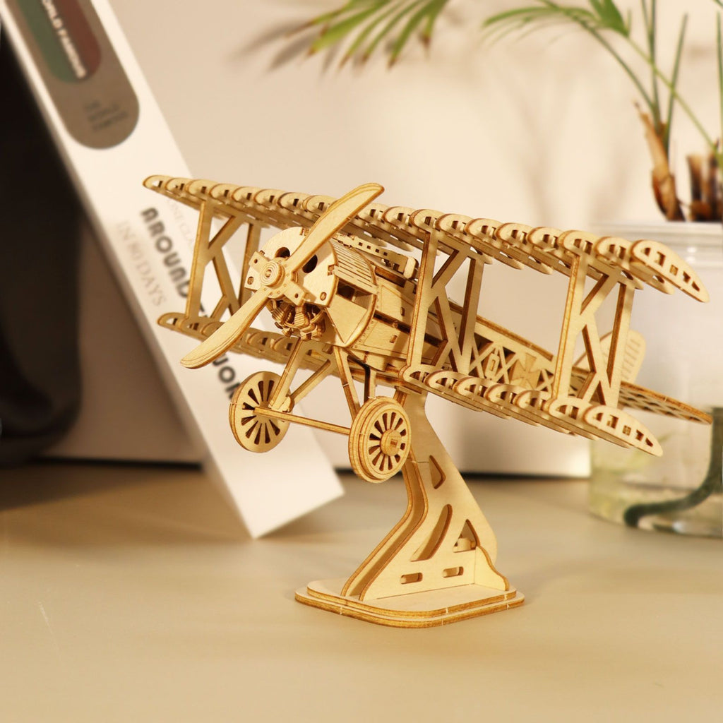 Music Park - 3D Wooden Puzzle Wood DIY Craft  Bi-Plane Model kits Handmade Gifts