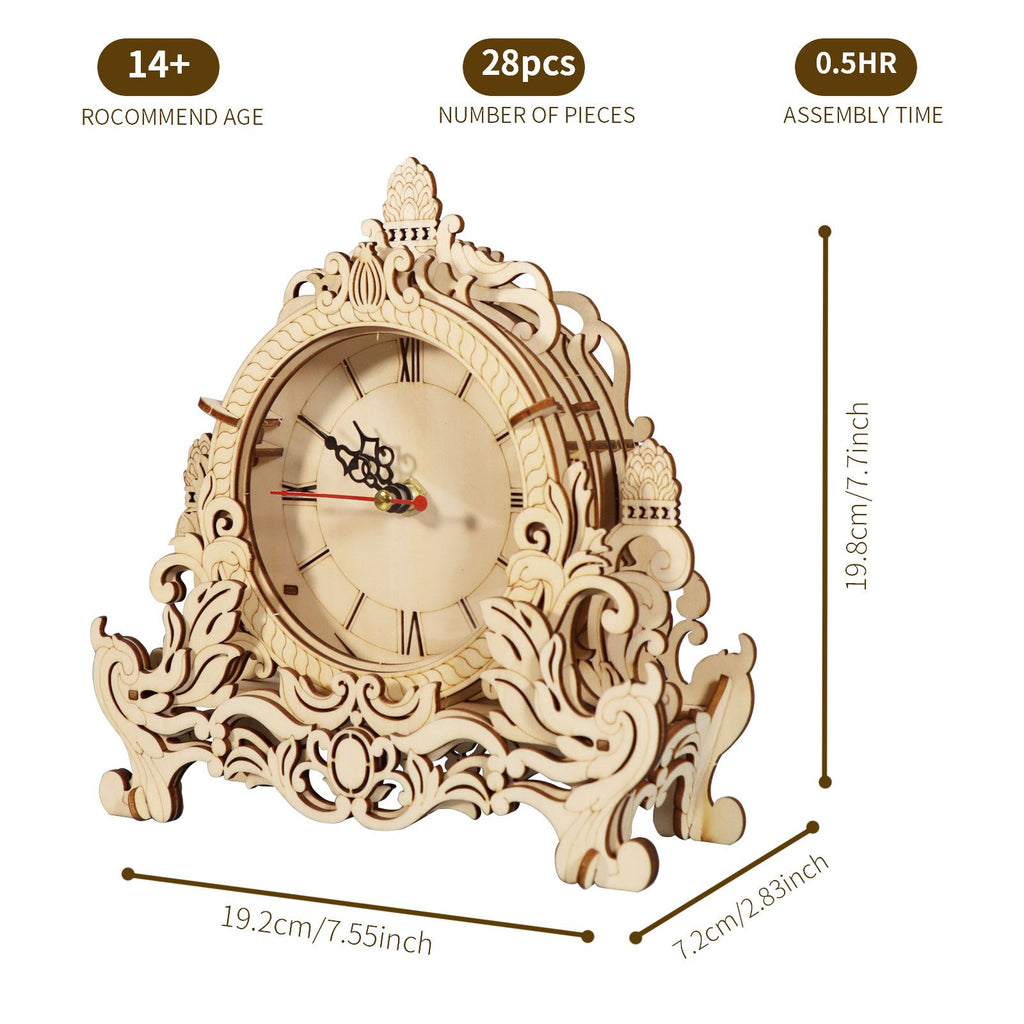 Music Park - 3D Wooden Puzzle Clock Model Kits Building Kits Desktop Clock DIY Architectural Building Blocks Creative Gift Home Decor for Family