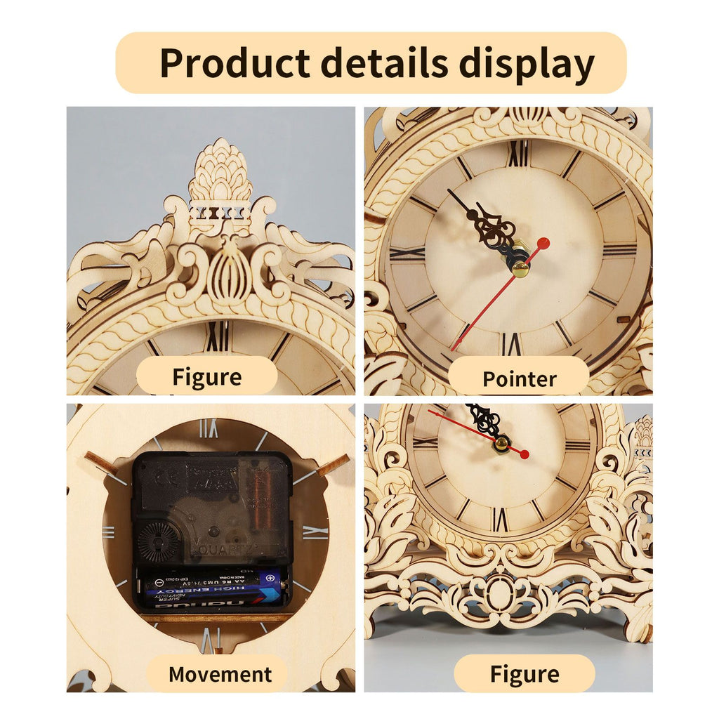 Music Park - 3D Wooden Puzzle Clock Model Kits Building Kits Desktop Clock DIY Architectural Building Blocks Creative Gift Home Decor for Family