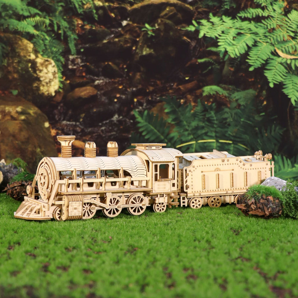 Music Park - 3D Wooden Puzzle Mechanical Train Model Kits Brain Teaser Puzzles Vehicle Building Kits Unique Gift on Birthday Christmas Day