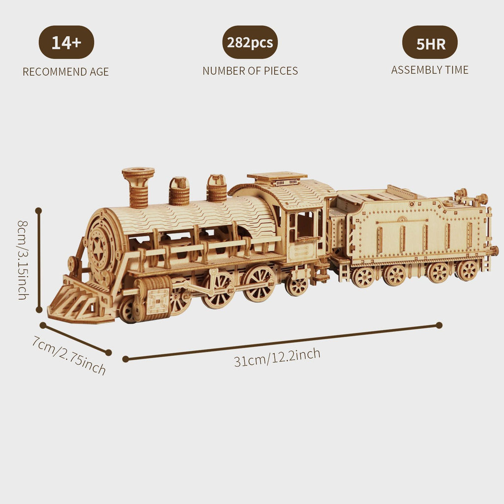 Music Park - 3D Wooden Puzzle Mechanical Train Model Kits Brain Teaser Puzzles Vehicle Building Kits Unique Gift on Birthday Christmas Day