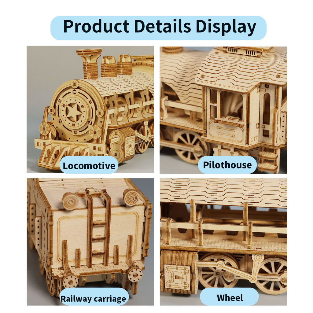 Music Park - 3D Wooden Puzzle Mechanical Train Model Kits Brain Teaser Puzzles Vehicle Building Kits Unique Gift on Birthday Christmas Day