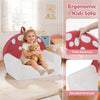 inQ Boutique - Pink + Beige Kids Sofa, Soft Teddy Fleece Foam Couch with Carry Handle & Removable Machine-Washable Cover