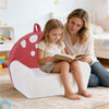 inQ Boutique - Pink + Beige Kids Sofa, Soft Teddy Fleece Foam Couch with Carry Handle & Removable Machine-Washable Cover