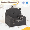 inQ Boutique - Bear-Shaped Kids Sofa, Teddy Fleece Foam Chair for Toddlers 3+, Portable Bear-Shaped Couch (Gray)