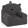 inQ Boutique - Bear-Shaped Kids Sofa, Teddy Fleece Foam Chair for Toddlers 3+, Portable Bear-Shaped Couch (Gray)