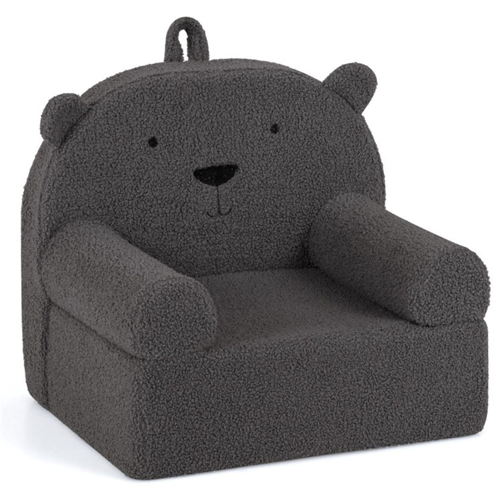inQ Boutique - Bear-Shaped Kids Sofa, Teddy Fleece Foam Chair for Toddlers 3+, Portable Bear-Shaped Couch (Gray)