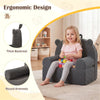 inQ Boutique - Bear-Shaped Kids Sofa, Teddy Fleece Foam Chair for Toddlers 3+, Portable Bear-Shaped Couch (Gray)
