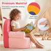 inQ Boutique - Red Kids Sofa, Soft Teddy Fleece Foam Couch with Carry Handle & Removable Machine-Washable Cover